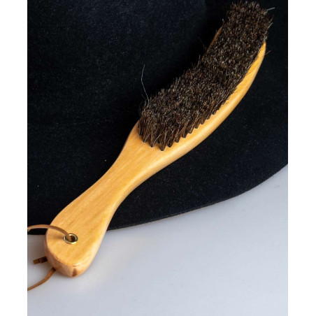 Cepillo de cerdas naturales para limpieza de sombreros de fieltro - Madera Lotus y Pelo de Crin de Caballo