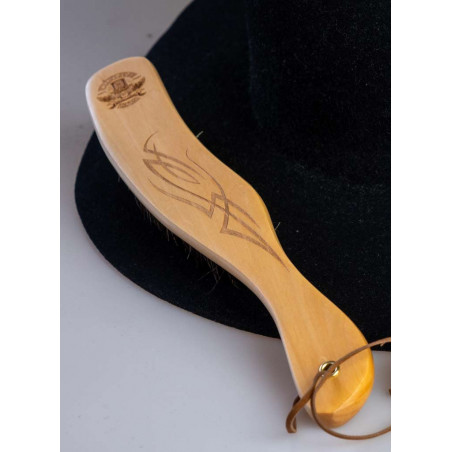 Cepillo de cerdas naturales para limpieza de sombreros de fieltro - Madera Lotus y Pelo de Crin de Caballo