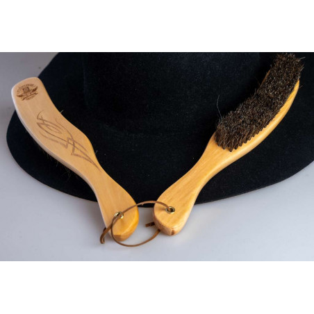 Cepillo de cerdas naturales para limpieza de sombreros de fieltro - Madera Lotus y Pelo de Crin de Caballo
