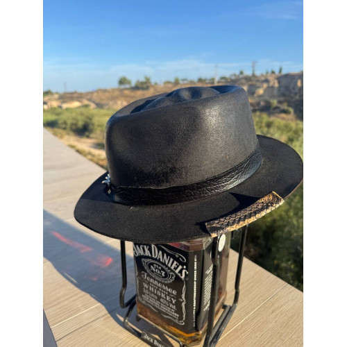 Handmade Fedora with Skull – Dark Boho Western Style – One-of-a-kind by Wikypepe