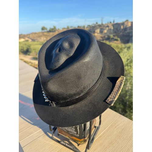 Handmade Fedora with Skull – Dark Boho Western Style – One-of-a-kind by Wikypepe
